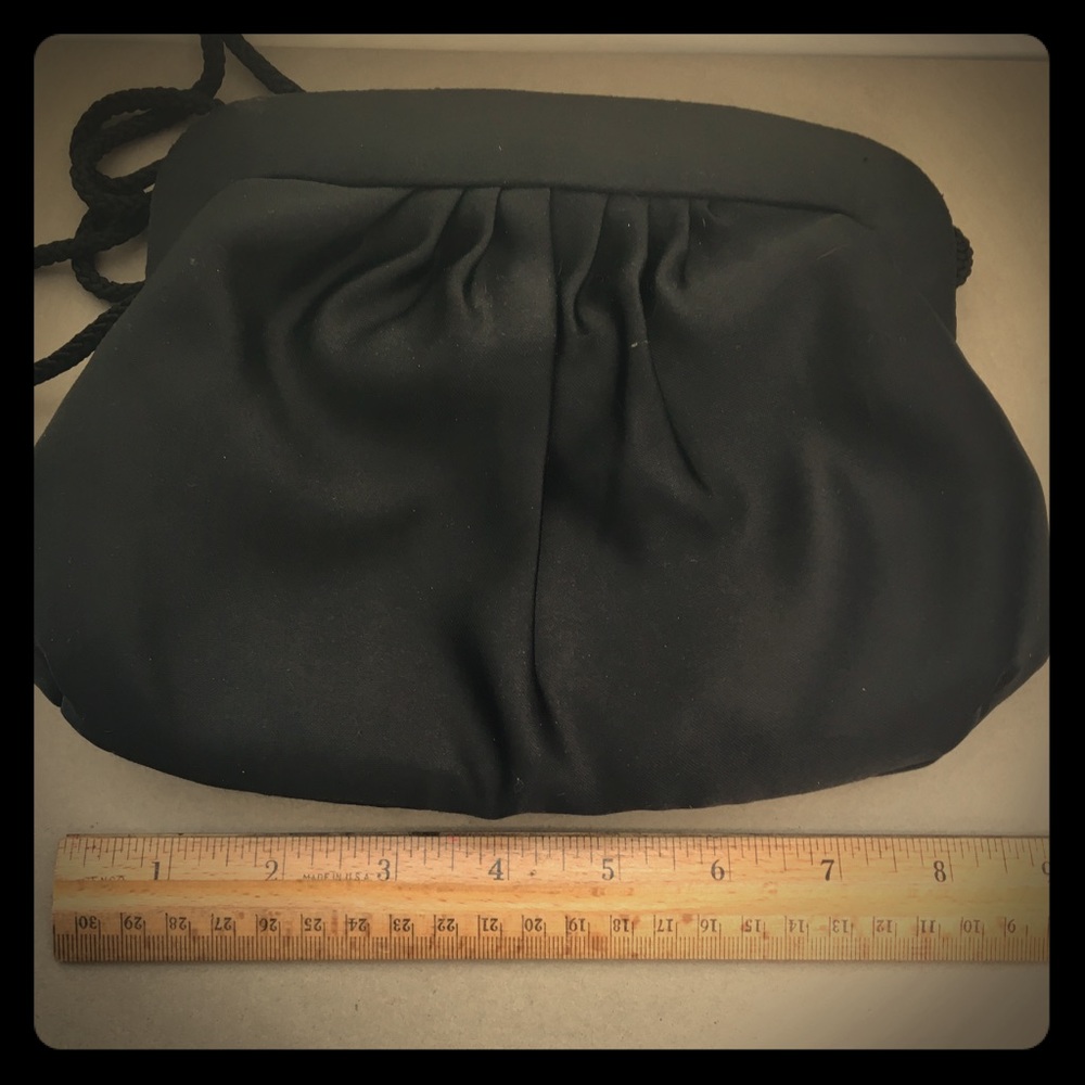 La Regale Black Satin Evening Purse